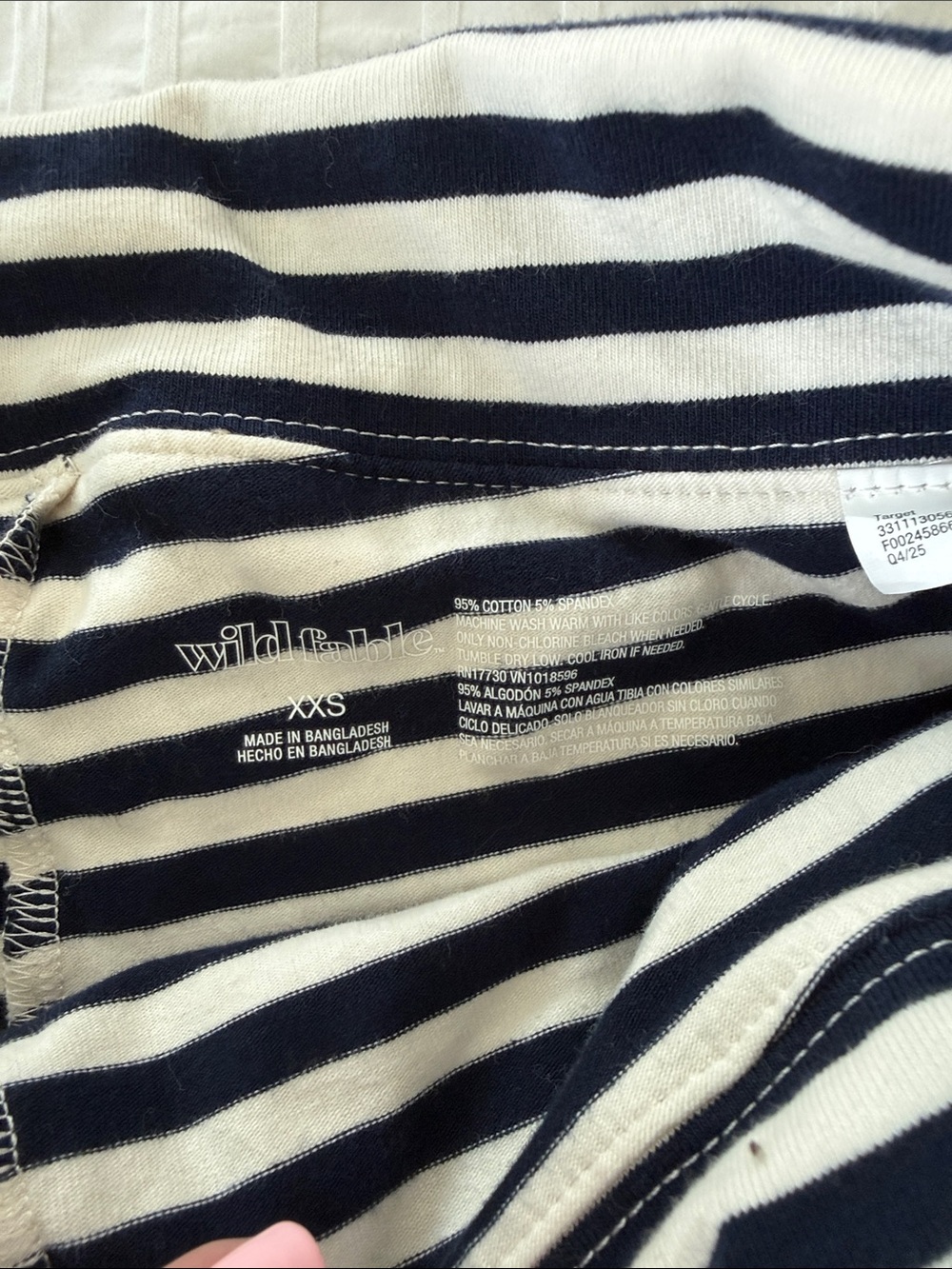 wild fable Navy and White Striped Women’s Fold-Over Waist Shorts - Picture 2 of 5